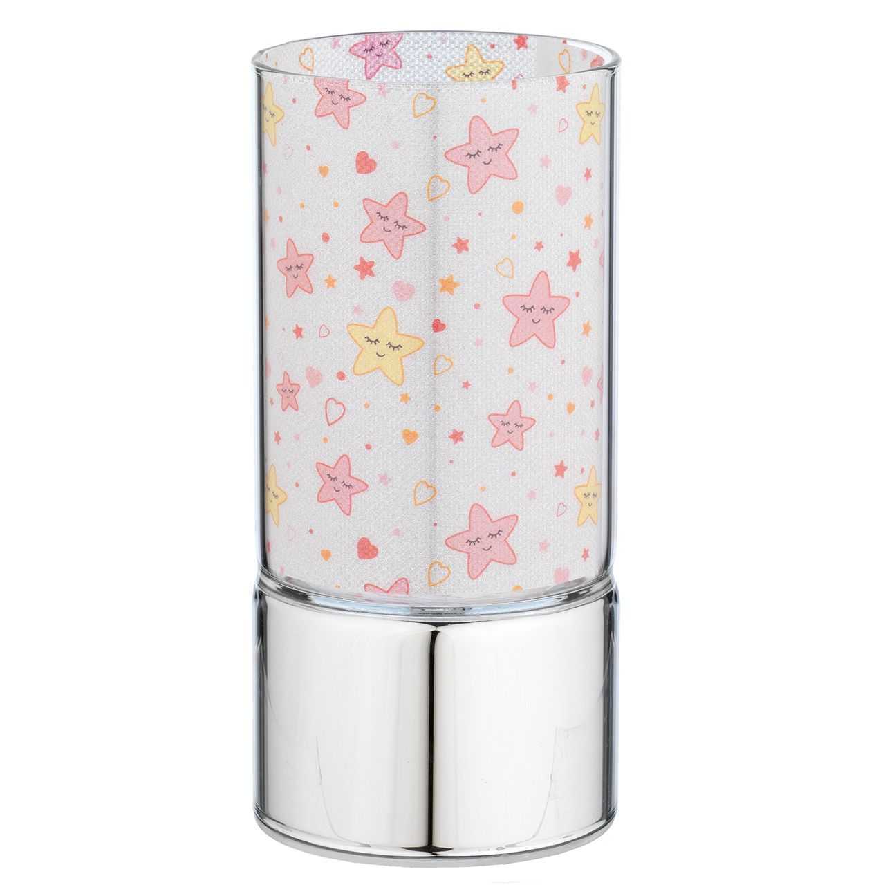 LAMPADA IN VETRO 7x15 CON DECORO STELLE ROSA
